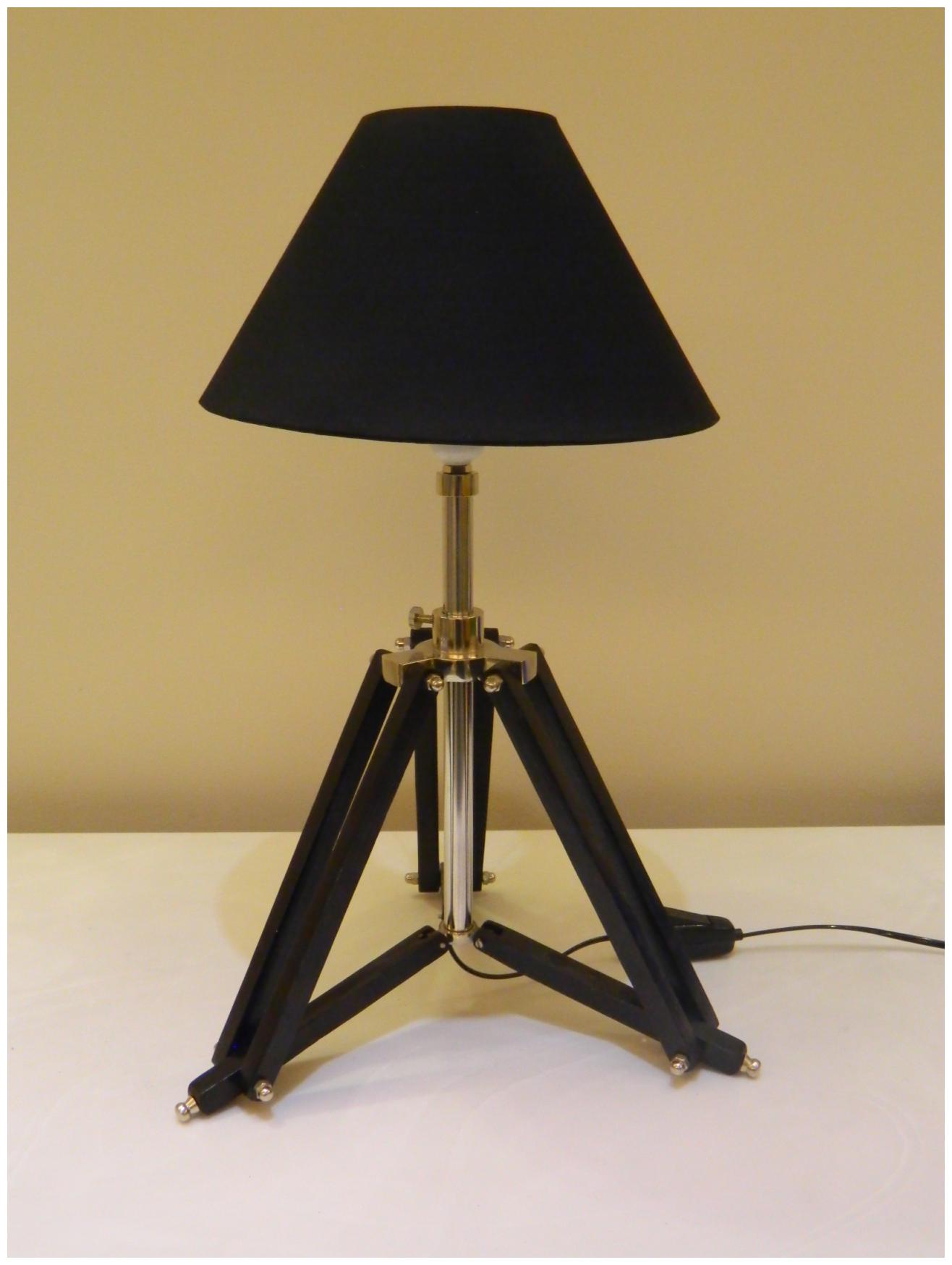 

Tucasa Black Mango Wood Tripod Table Lamp With Blk Pyramid Shade