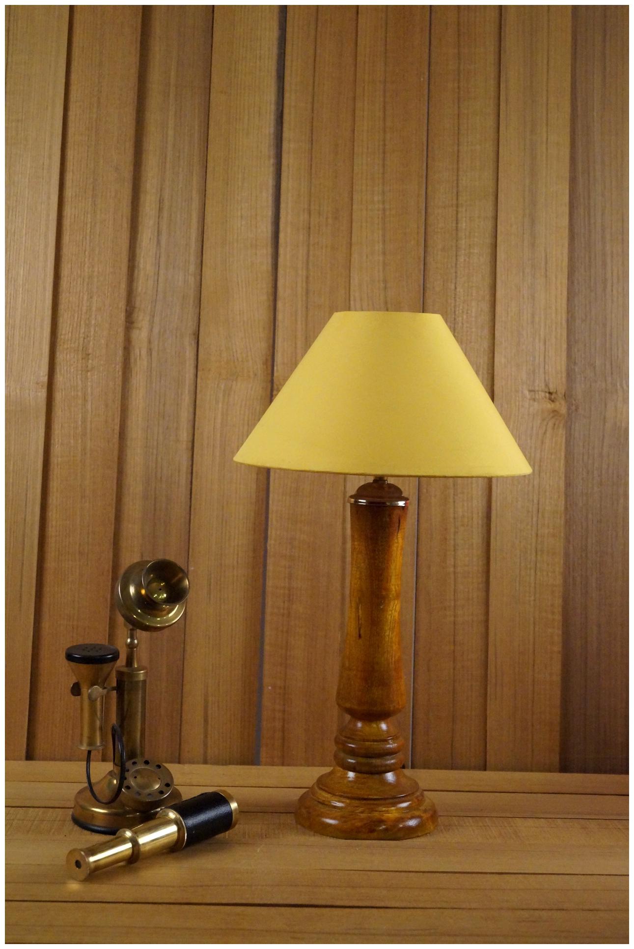 

Tucasa Tan Color Mango Wood Table Lamp With 10 Pyramid Shade Color--Yellow