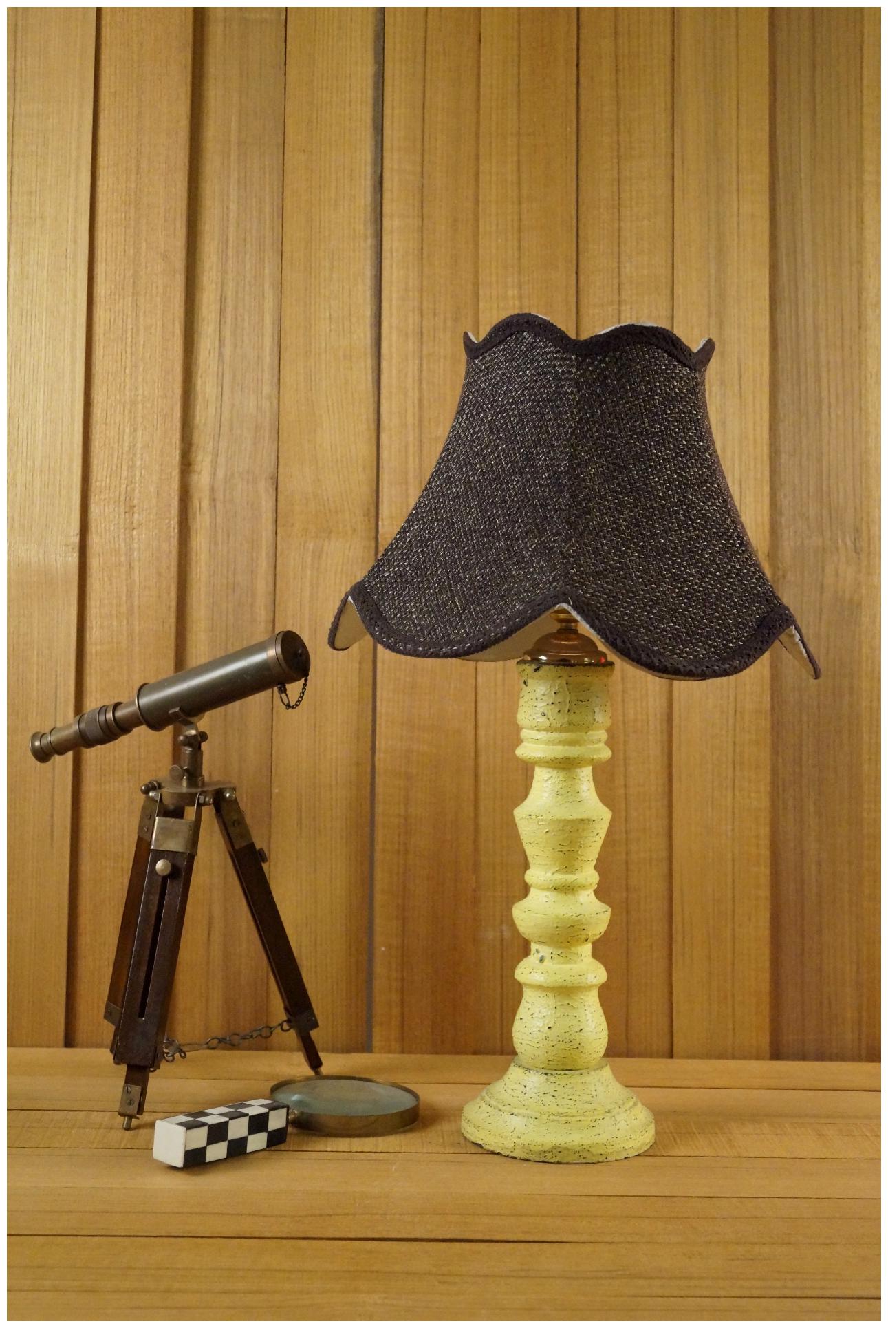 

Tucasa Vintage Yellow Mango Wood Table Lamp With Jute Shade Color--Blk