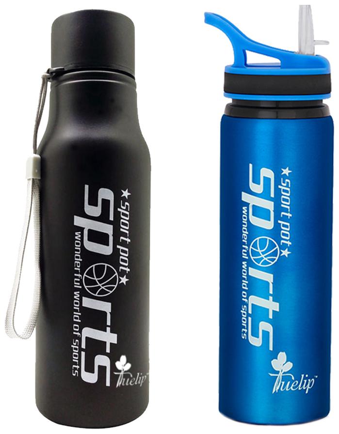 

Tuelip Stainless Steel Black Blue Water Bottle ( 750 ml Set of 2 )