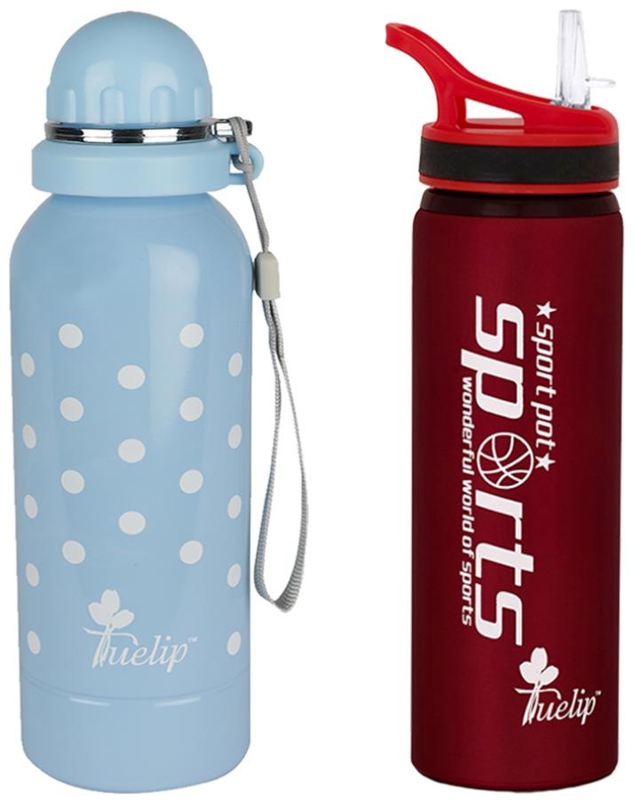 

Tuelip Stainless Steel Blue Red Water Bottle ( 750 ml Set of 2 )