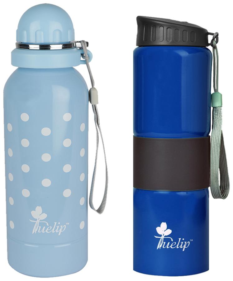 

Tuelip Stainless Steel Blue Water Bottle ( 750 ml Set of 2 )
