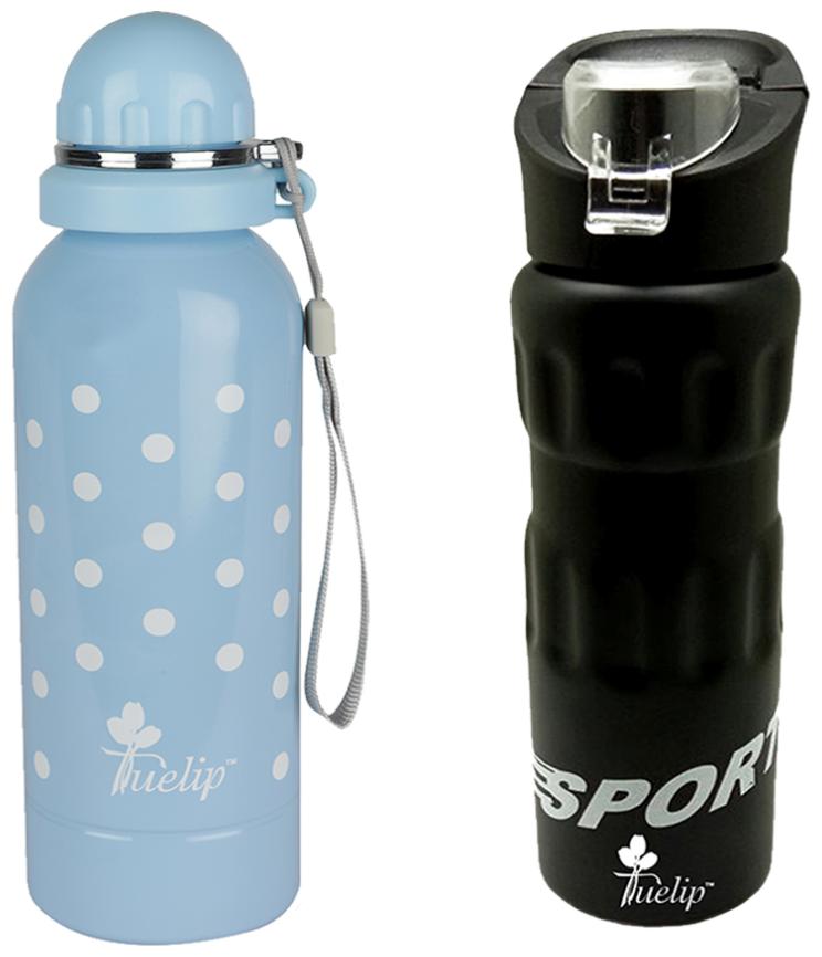 

Tuelip Stainless Steel Blue Black Water Bottle ( 750 ml Set of 2 )