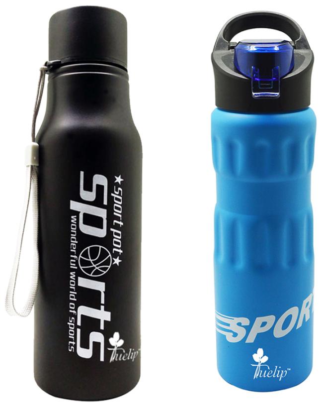 

Tuelip Stainless Steel Black Blue Water Bottle ( 750 ml Set of 2 )
