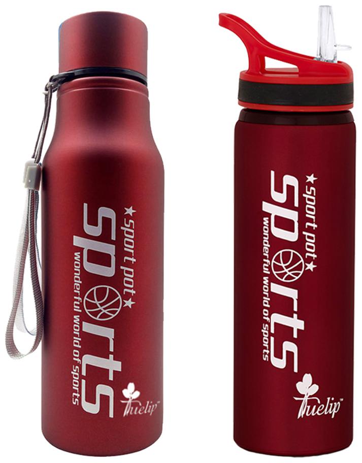 

Tuelip Stainless Steel Red Water Bottle ( 750 ml Set of 2 )