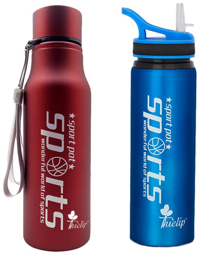 

Tuelip Stainless Steel Blue Red Water Bottle ( 750 ml Set of 2 )