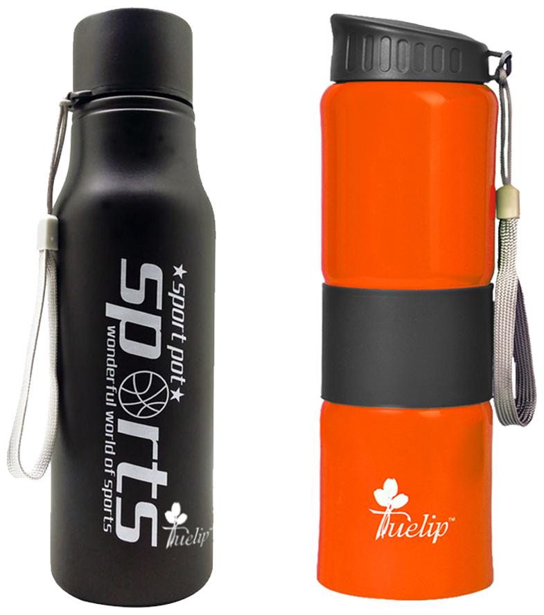 

Tuelip Stainless Steel Black Water Bottle ( 750 ml Set of 2 )