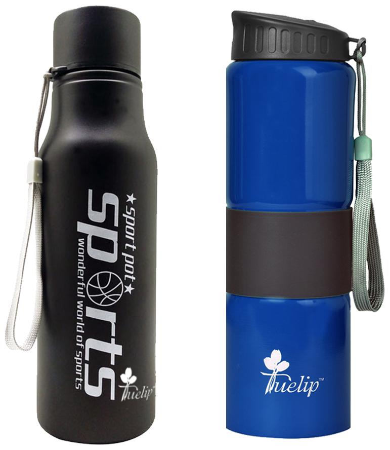 

Tuelip Stainless Steel Black Blue Water Bottle ( 750 ml Set of 2 )
