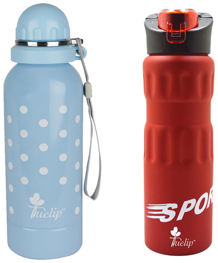 

Tuelip Stainless Steel Blue Red Water Bottle ( 750 ml Set of 2 )