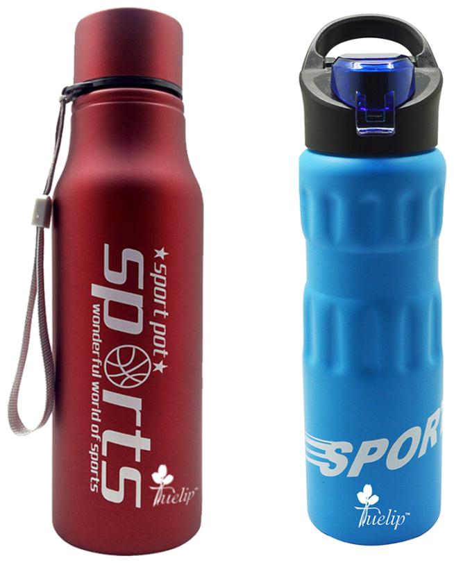 

Tuelip Stainless Steel Blue Red Water Bottle ( 750 ml Set of 2 )