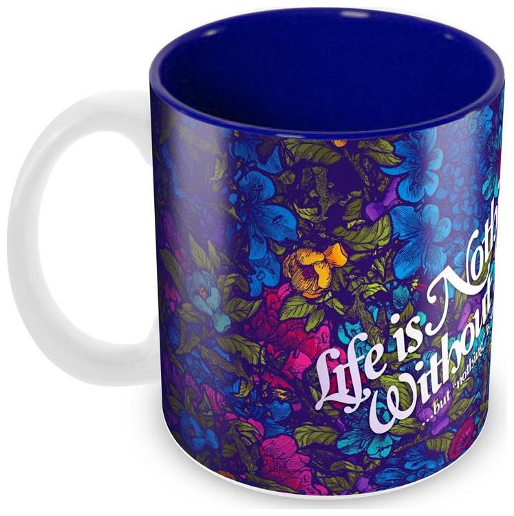 

Tuelip Beautiful Life is Nothing With Out Love inside Blue Printed Mug for Coffee Tea-Valentine Day Gift Mug