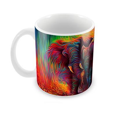 

Tuelip Beautiful Colourful Abstract Elephant Ceramic Printed Mug For Tea And Coffee 350 ml