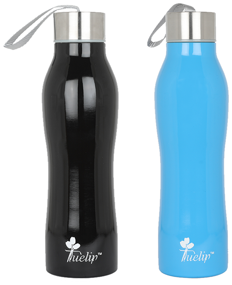 

Tuelip Stainless Steel Black Blue Water Bottle ( 750 ml Set of 2 )