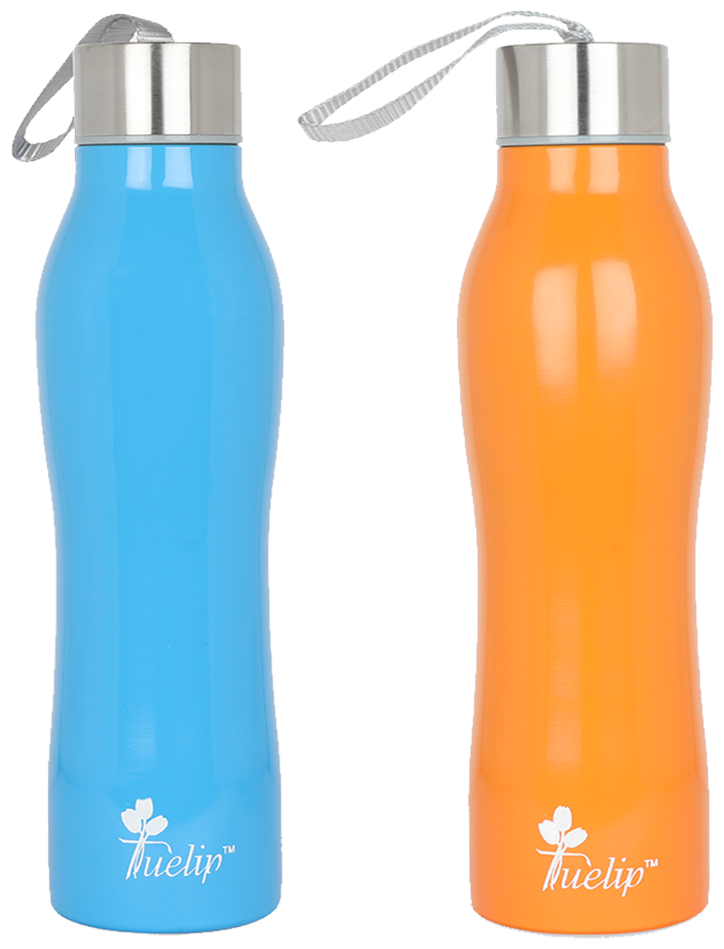 

Tuelip Stainless Steel Blue Orange Water Bottle ( 750 ml Set of 2 )
