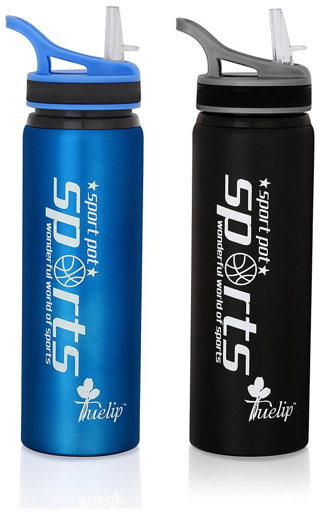 

Tuelip Stainless Steel Black Blue Water Bottle ( 750 ml Set of 2 )