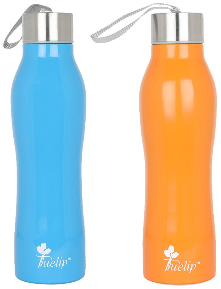 

Tuelip Stainless Steel Blue Orange Water Bottle ( 750 ml Set of 2 )
