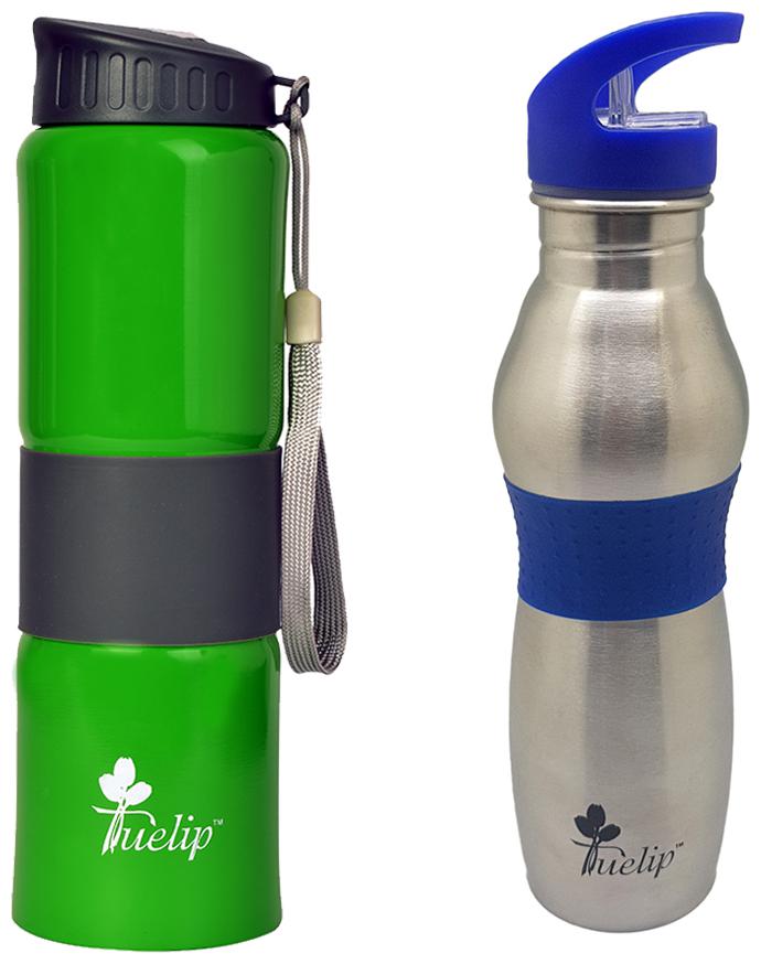 

Tuelip Stainless Steel Green Water Bottle ( 750 ml Set of 2 )
