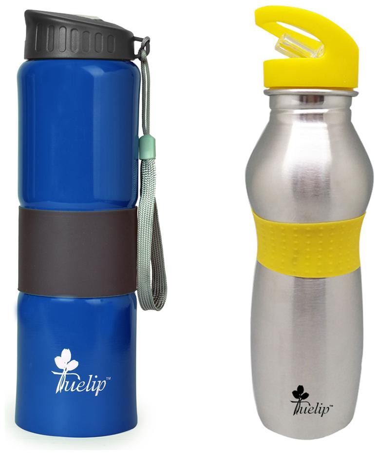 

Tuelip Stainless Steel Blue Yellow Water Bottle ( 750 ml Set of 2 )