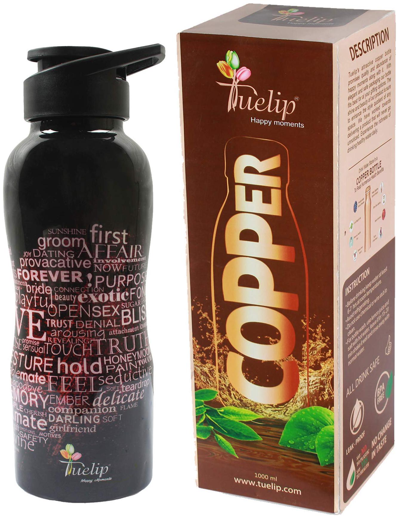 

Tuelip Copper Black Water Bottle ( 1000 ml Set of 1 )