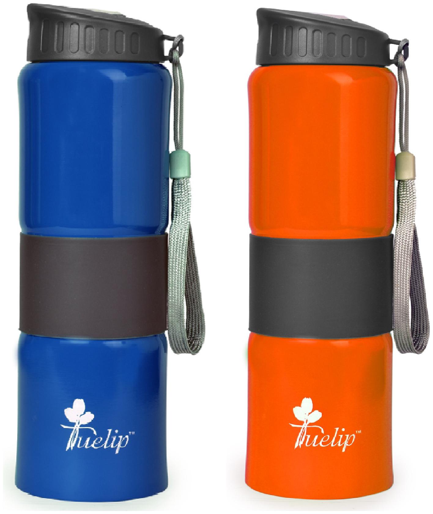 

Tuelip Stainless Steel Blue Orange Water Bottle ( 750 ml Set of 2 )
