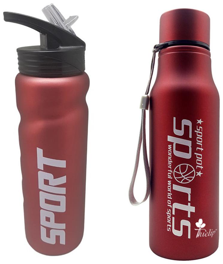 

Tuelip Stainless Steel Red Water Bottle ( 750 ml Set of 2 )