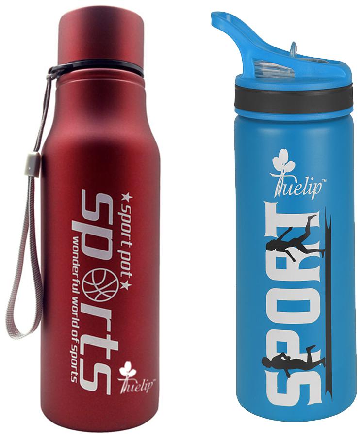 

Tuelip Stainless Steel Blue Red Water Bottle ( 750 ml Set of 2 )