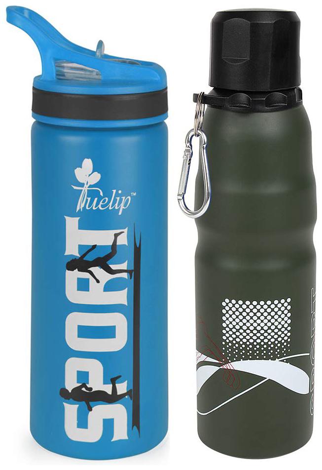 

Tuelip Stainless Steel Green Water Bottle ( 750 ml Set of 2 )