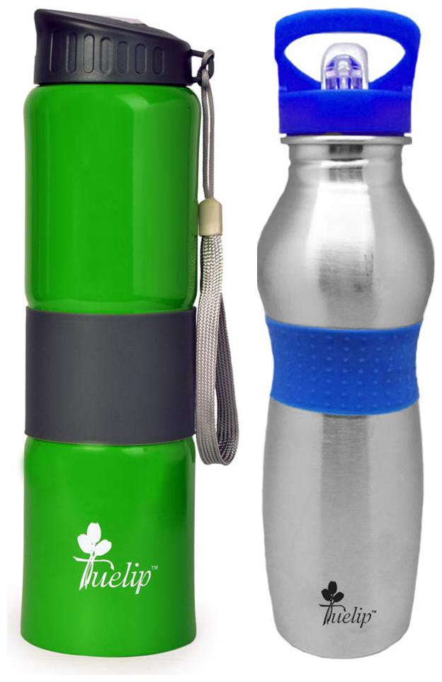 

Tuelip Stainless Steel Green Water Bottle ( 750 ml Set of 2 )