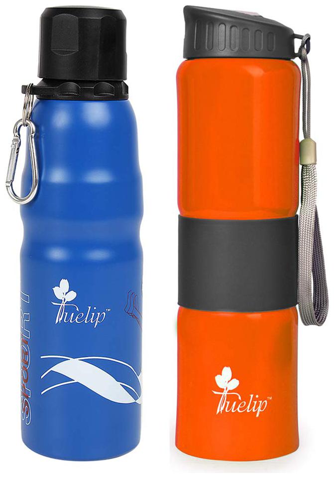

Tuelip Stainless Steel Blue Orange Water Bottle ( 750 ml Set of 2 )