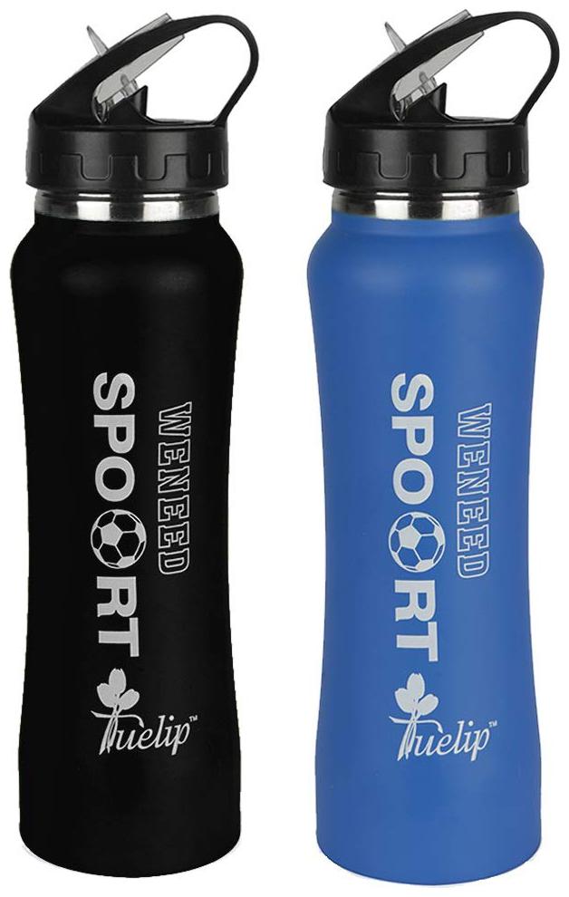 

Tuelip Stainless Steel Blue Black Water Bottle ( 700 ml Set of 2 )