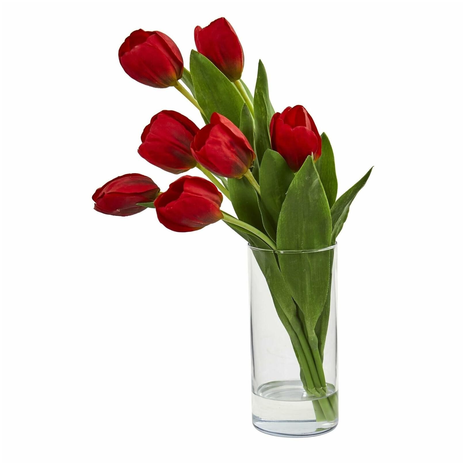 

Tulip Artificial Arrangement in Cylinder Vase - h16 in w h16 in w7 in