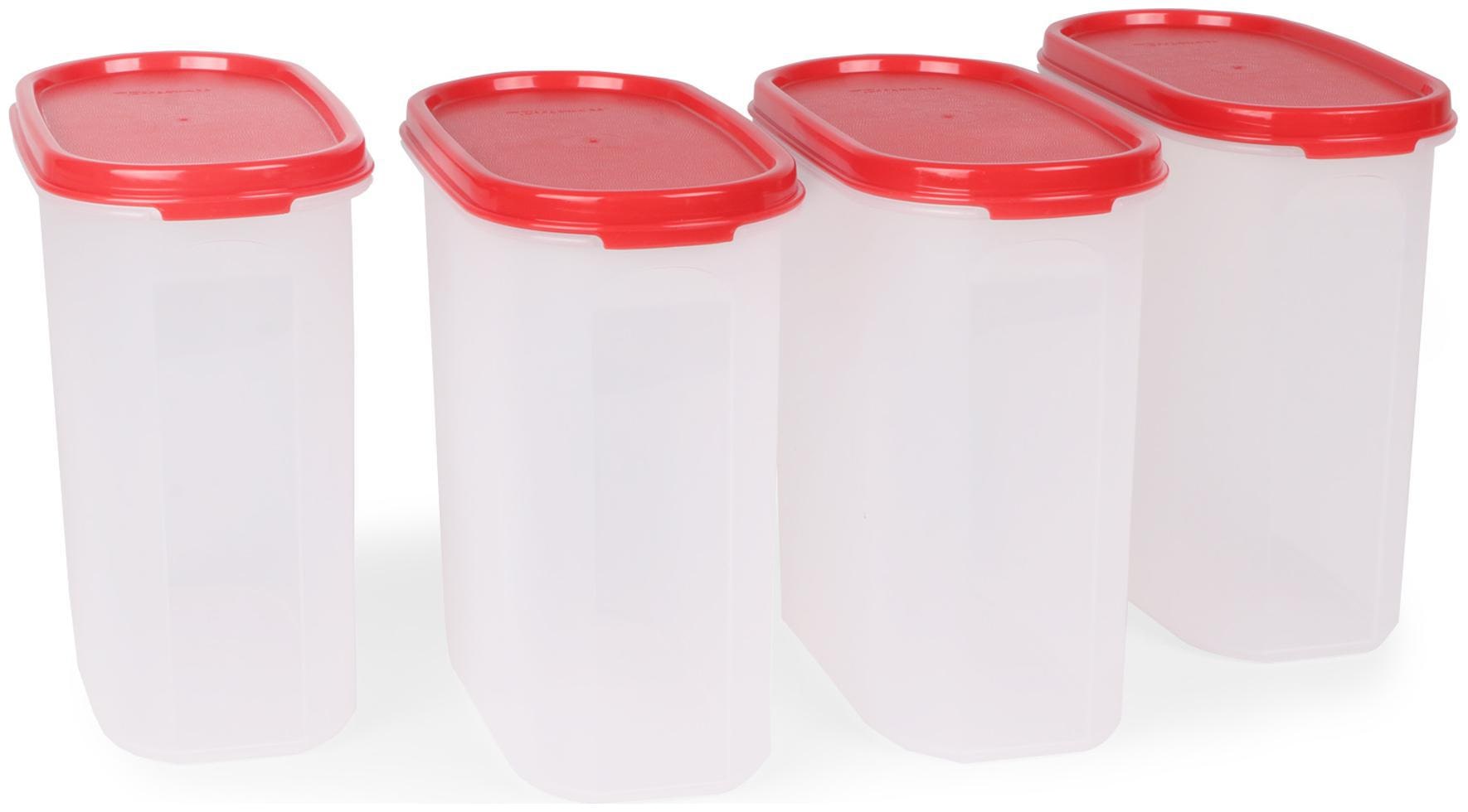 

Tupperware 1700 ml Plastic Multi-purpose Storage Container (Pack of 4 White Red)