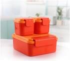 Tupperware 3 Containers Plastic Lunch Box Orange by Tupperware Chennai