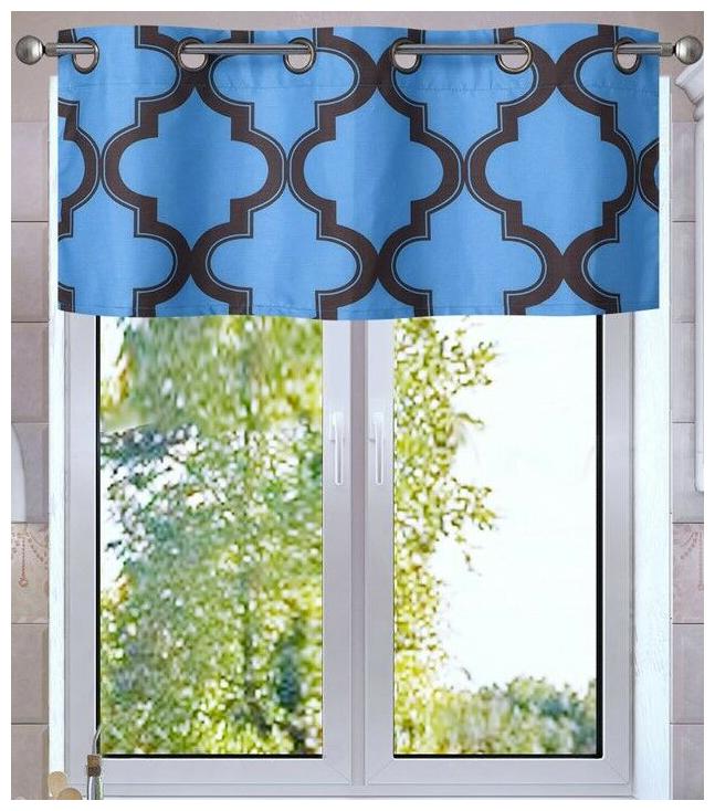 

TURQUOIS BROWN PANEL VALANCE MOROCCAN PRINT WINDOW LINED LIGHT BLOCKING CURTAIN