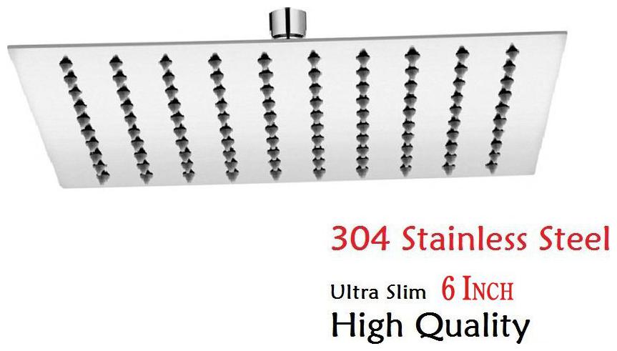 

Ultra Slim 6 by 6 inch Shower Head High Quality without Shower Arm