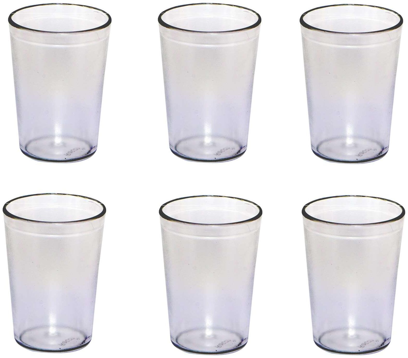 

Unbreakable MultiPurpose Daily Use Round Transparent Glass 200 ml pack Of 6
