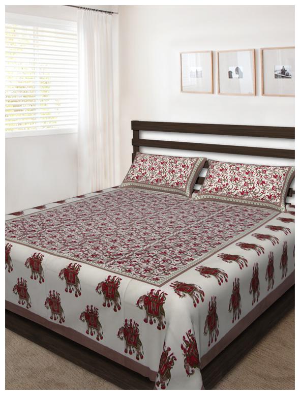 

UniqChoice Cotton Printed Double Size Bedsheet 144 TC ( 1 Bedsheet With 2 Pillow Covers Grey )