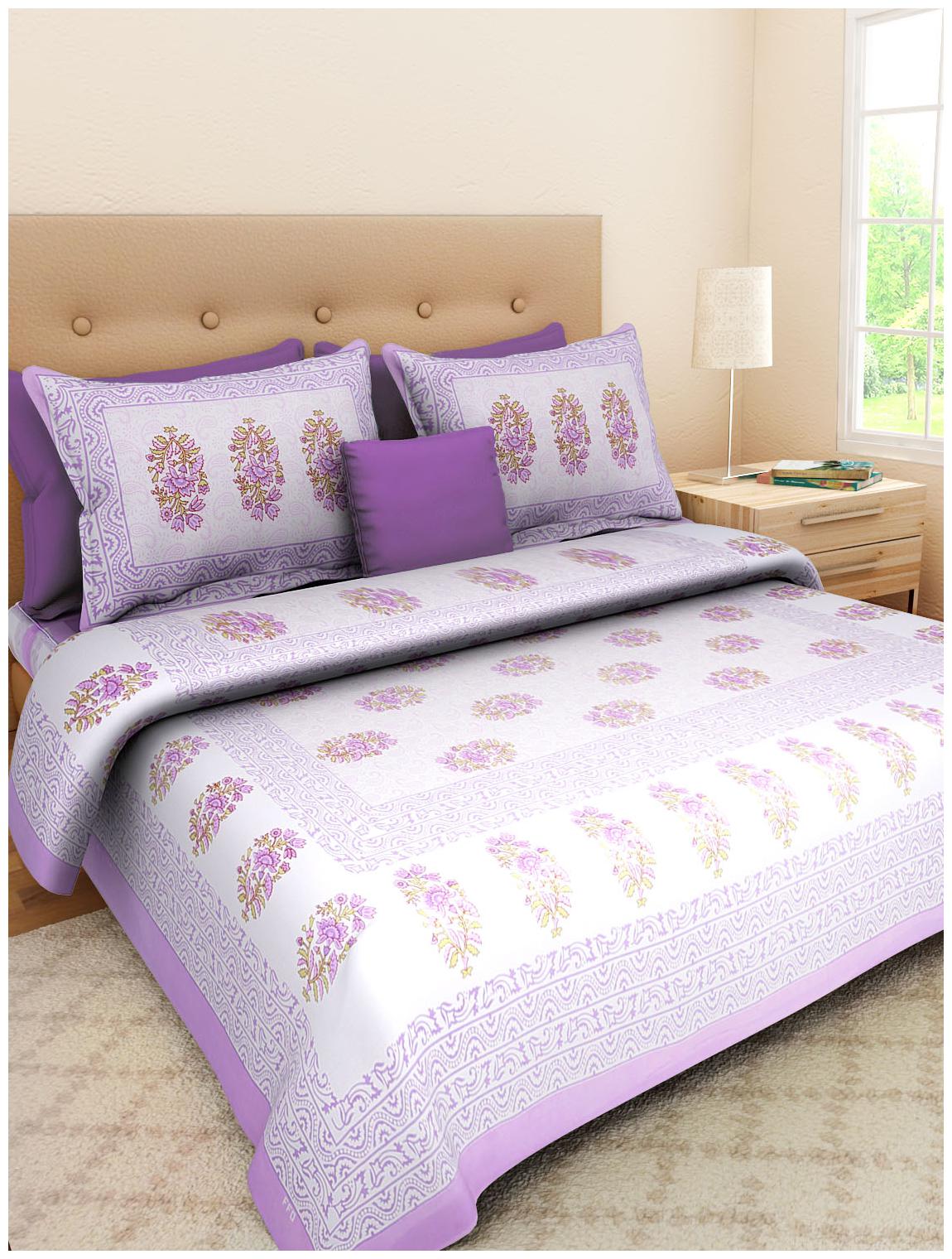 

UniqChoice Cotton Printed Double Size Bedsheet 144 TC ( 1 Bedsheet With 2 Pillow Covers Multi )