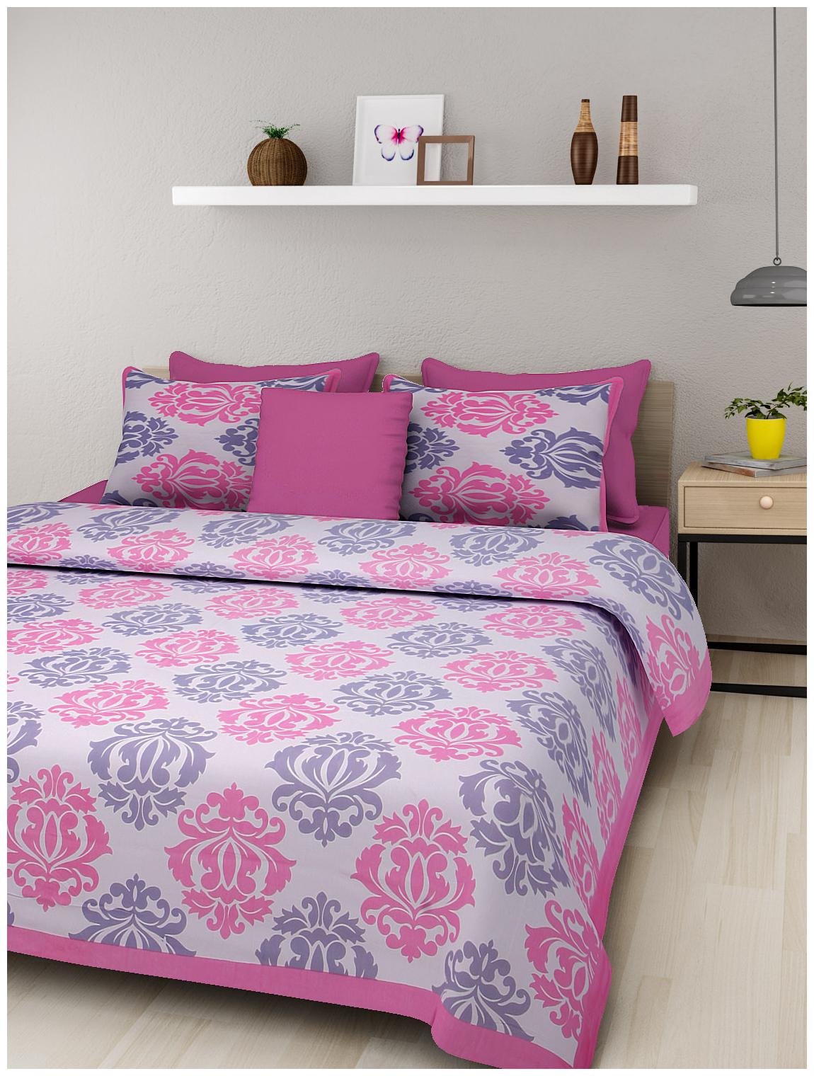 

UniqChoice Cotton Printed Double Size Bedsheet 144 TC ( 1 Bedsheet With 2 Pillow Covers Multi )
