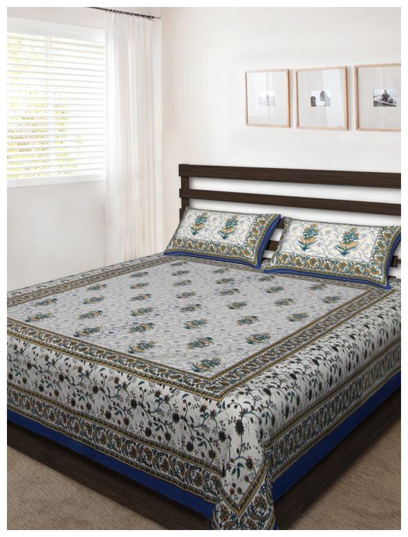 

UniqChoice Cotton Printed Double Size Bedsheet 144 TC ( 1 Bedsheet With 2 Pillow Covers Multi )