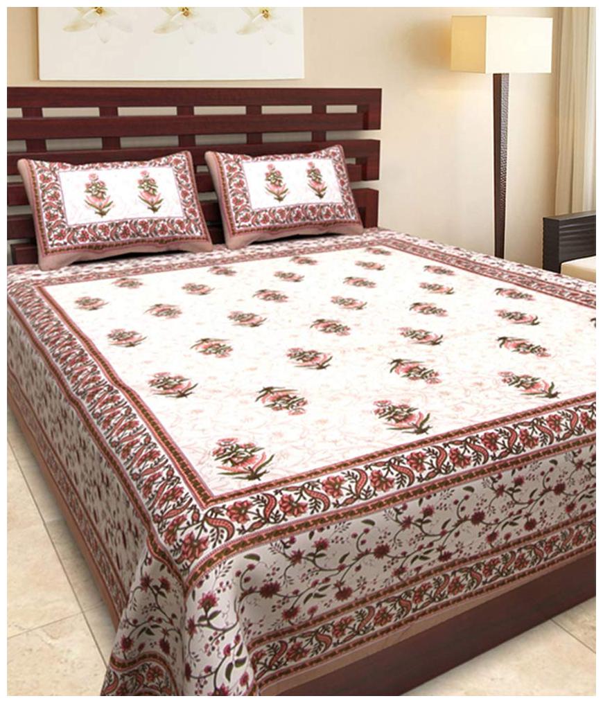 

UniqChoice Cotton Printed Double Size Bedsheet 144 TC ( 1 Bedsheet With 2 Pillow Covers Grey )