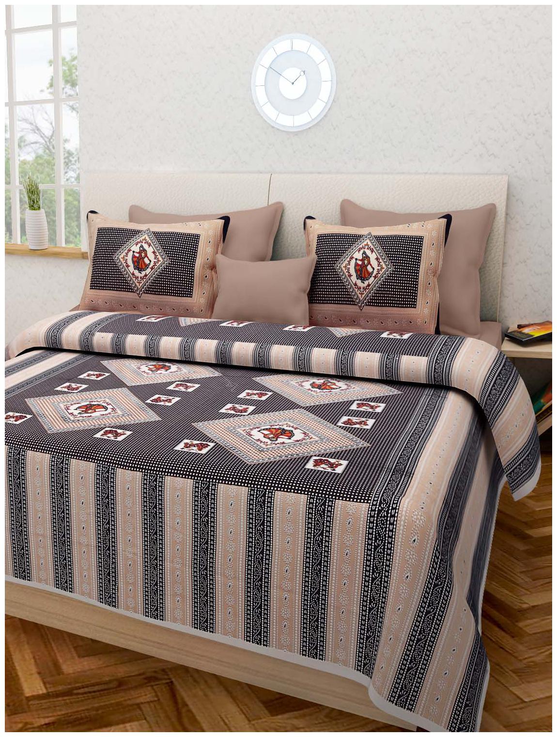 

UniqChoice Cotton Printed Double Size Bedsheet 144 TC ( 1 Bedsheet With 2 Pillow Covers Multi )