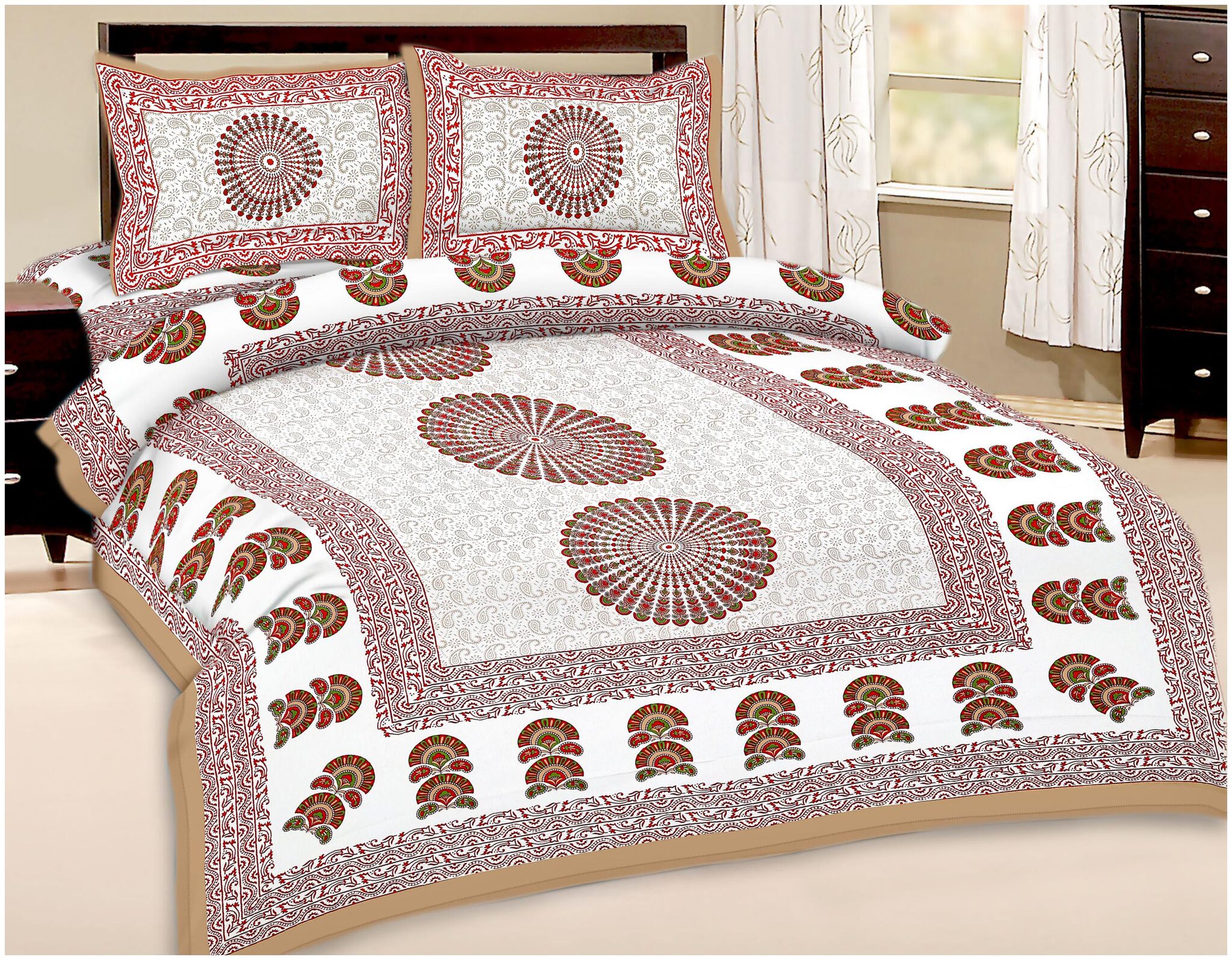 

UniqChoice Cotton Printed Double Size Bedsheet 144 TC ( 1 Bedsheet With 2 Pillow Covers Multi )