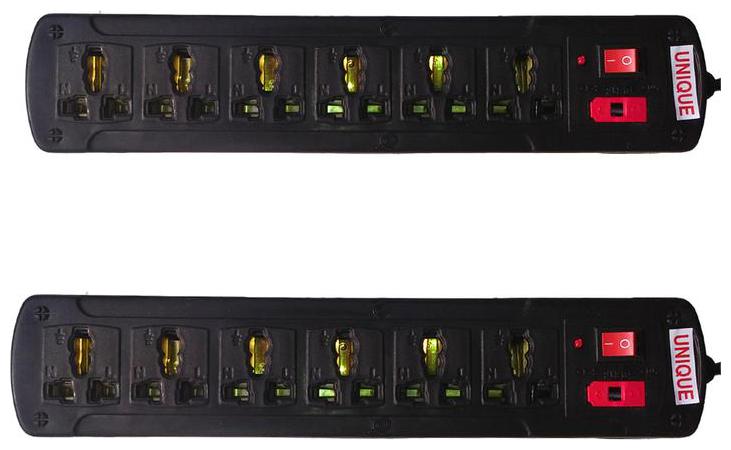 

Unique Three Pin Black Extension Board ( 1 5 m 6 Socket 1 Switches)