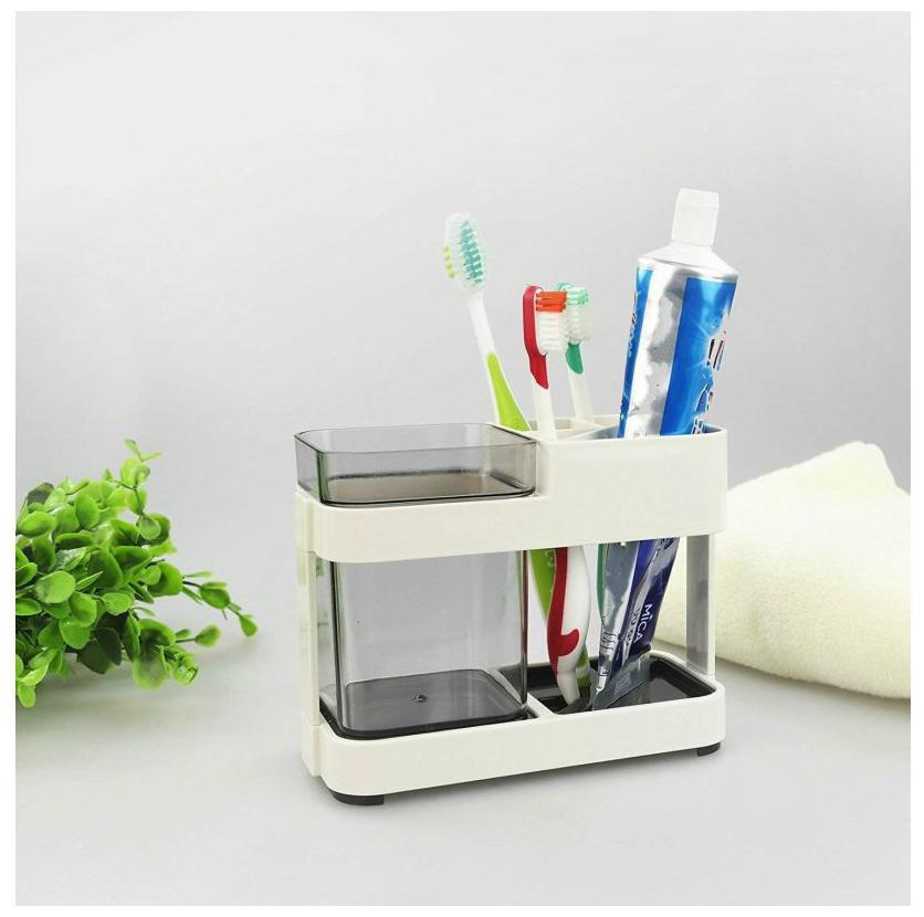 

UniqueCartz Toothbrush Toothpaste Stand Holder Bathroom Storage Organizer Plastic