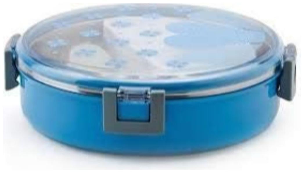 

UniqueCartz Round Stainless Steel Lunch Box with Containers for Kids Men and Women (920 ml Blue)
