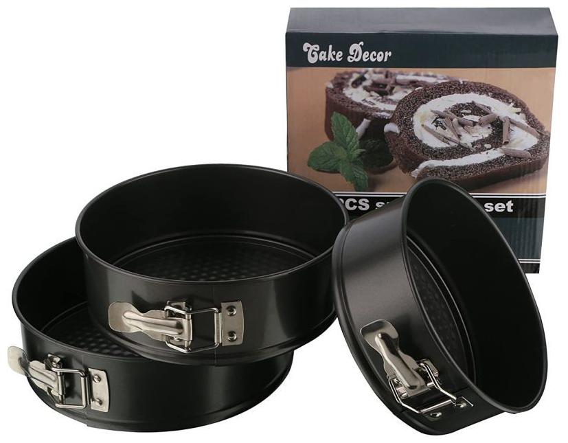 

UniqueCartz Aluminium Non-stick Lift-and-Serve Cake Tin Moulds (Set 0f 3 Black)
