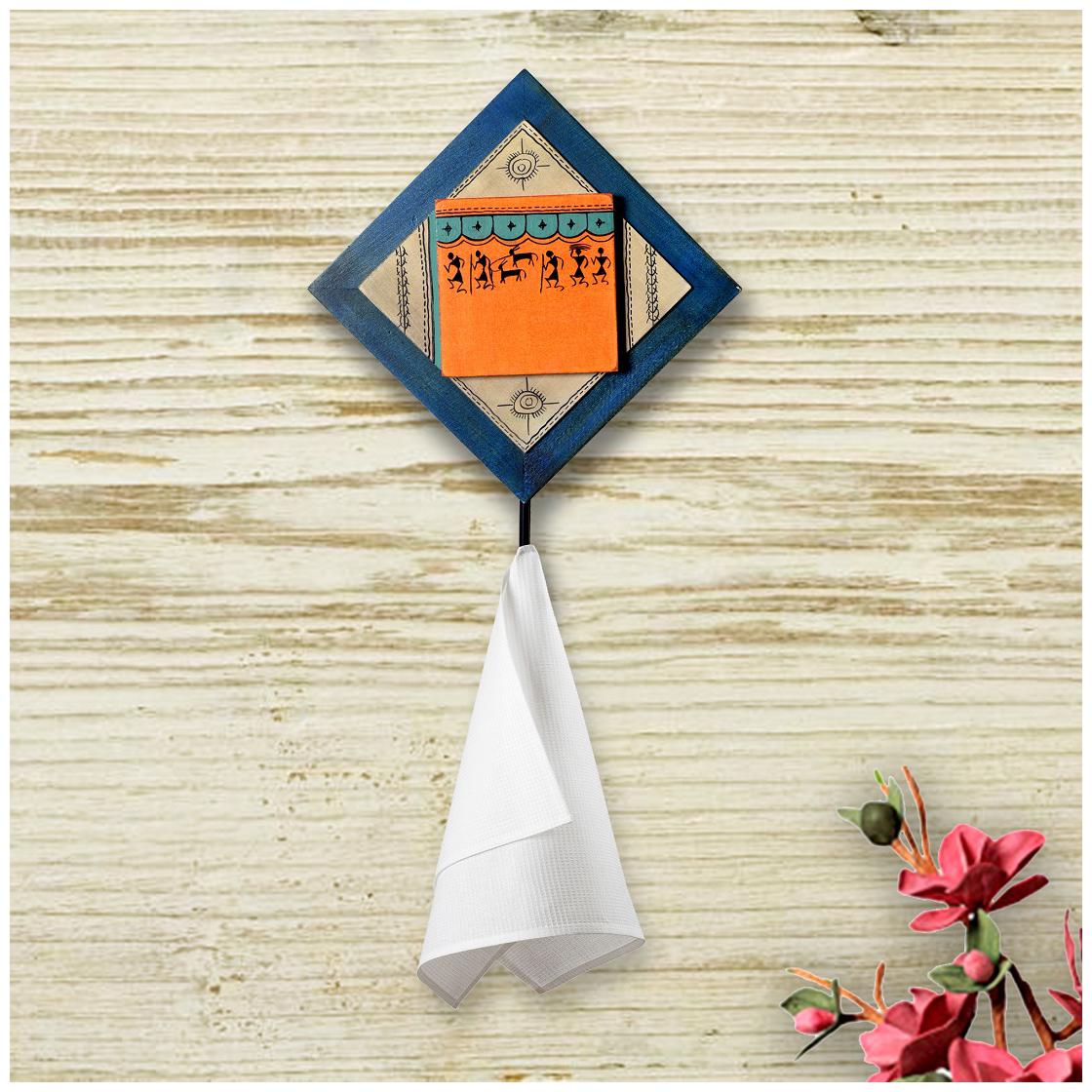 

Unravel India MDF Wood warli painting wall towel holder