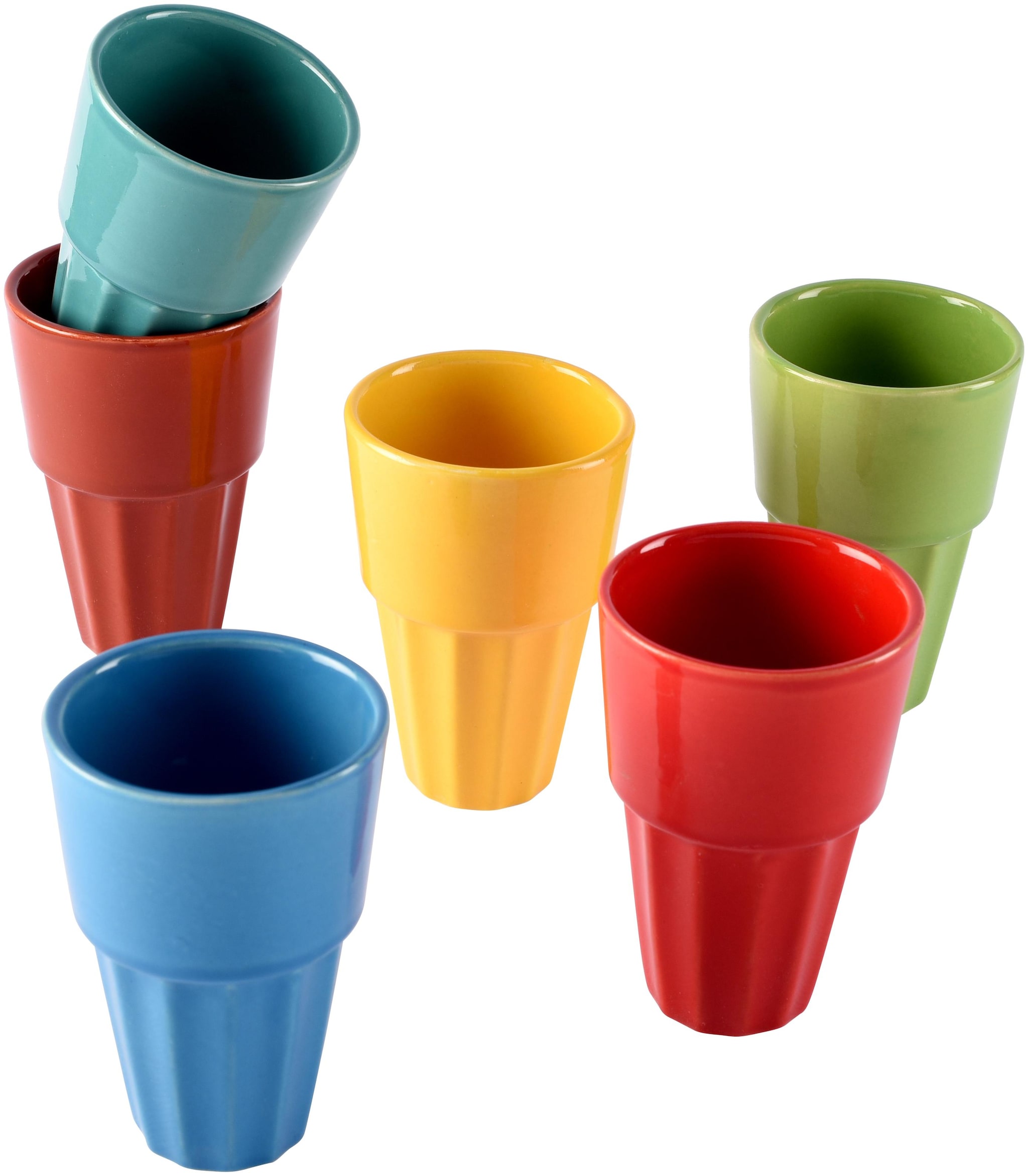 

Unravel India ceramic multicolor cutting chai kulhad with Stand (6 Kulhad 1 stand)