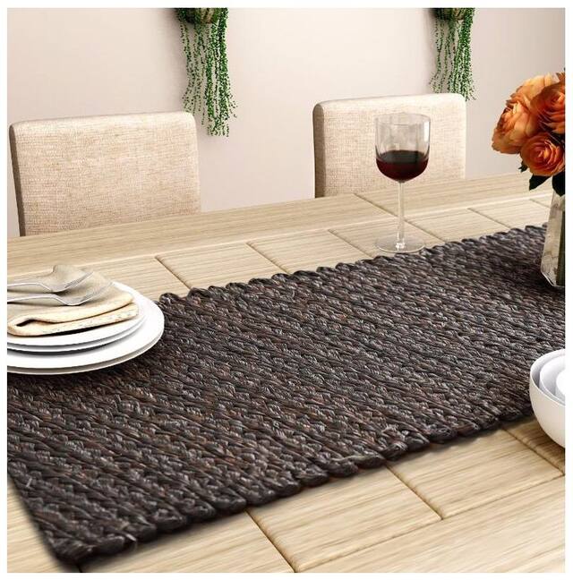 Unravel India Sabai grass olive table runner